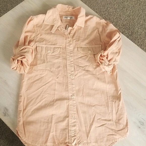 Madewell Tomboy Button Down Shirt Soft Peach NWT - Picture 4 of 9